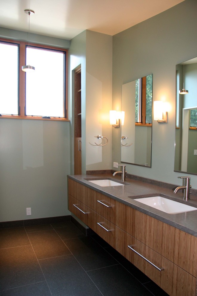 Undermount Sink  for Contemporary Bathroom with Sage