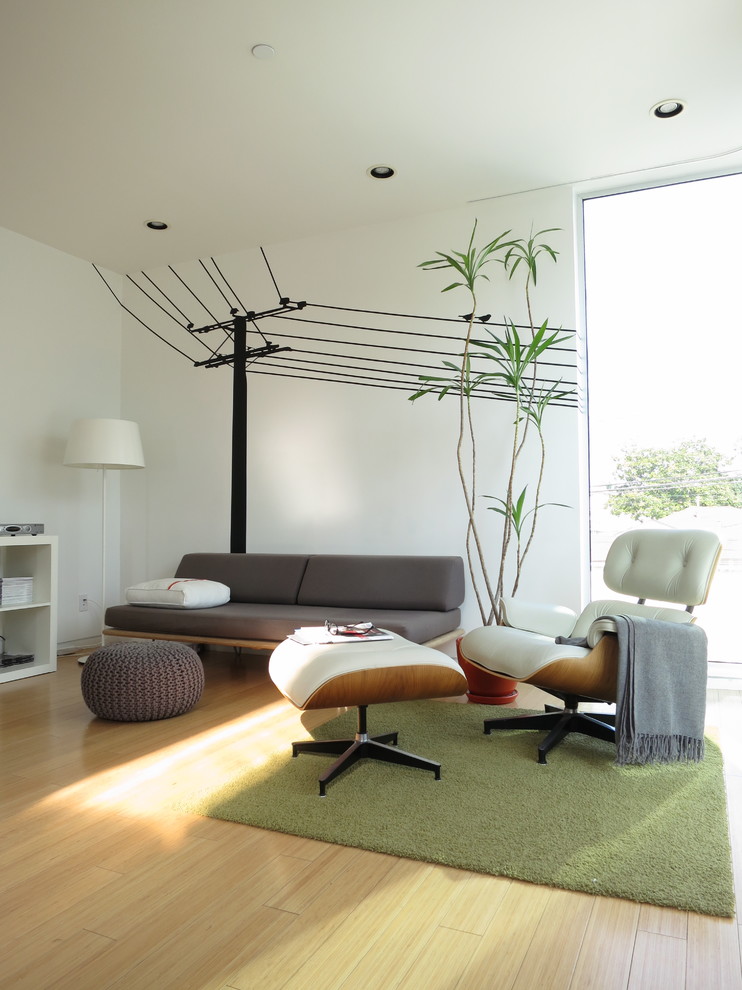 Wall Decals  for Modern Family Room with Floor to Ceiling Window