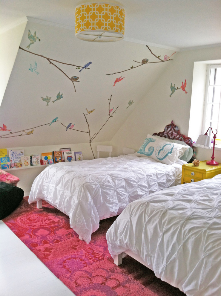 Wall Decals  for Shabby Chic Style Kids with White Bedding