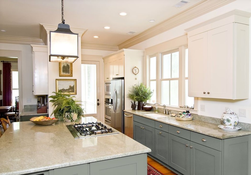 White Cabinets  for Traditional Kitchen with Blue Kitchen Cabinets