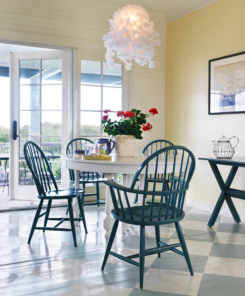 White Table  for Beach Style Dining Room with Beadboard