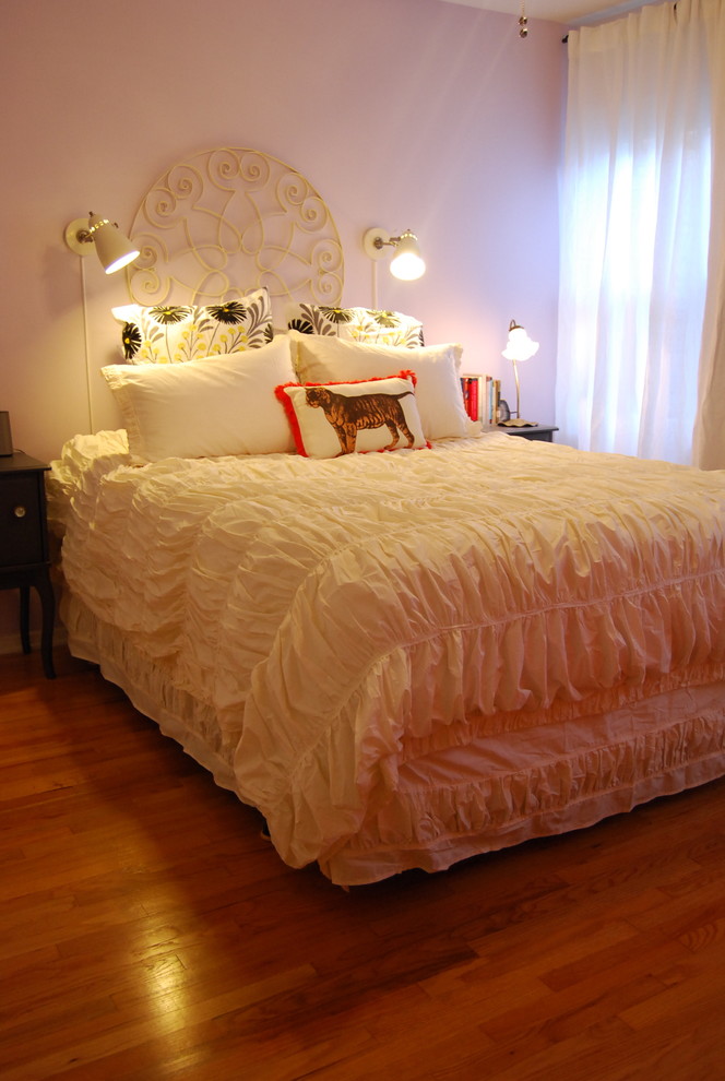 Bedspreads and Comforters for Eclectic Bedroom with Sconce