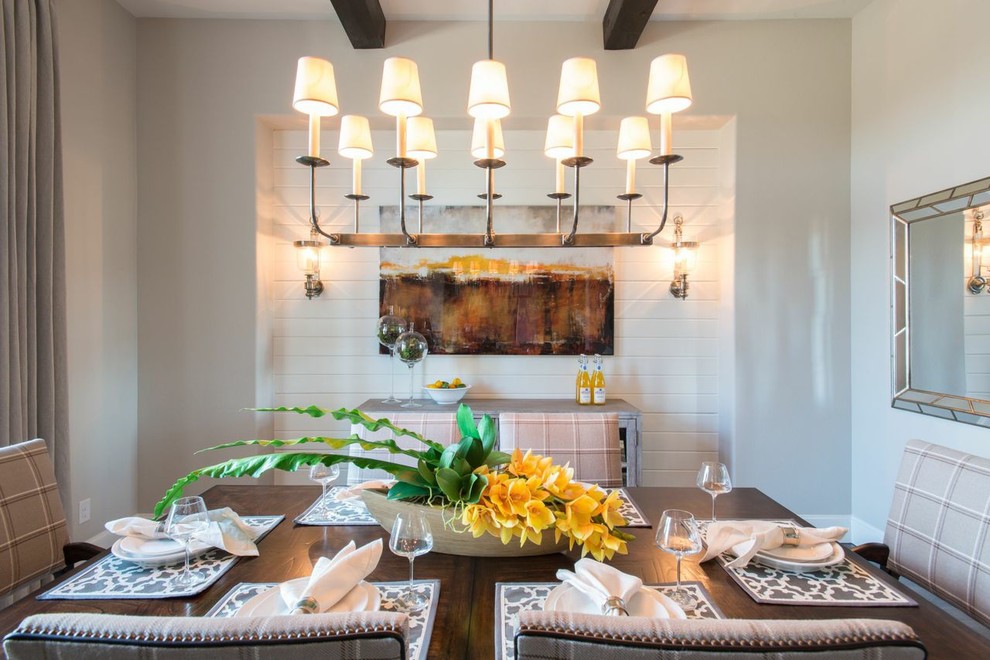 Butcher Block Island for Traditional Dining Room with Hardwood Table