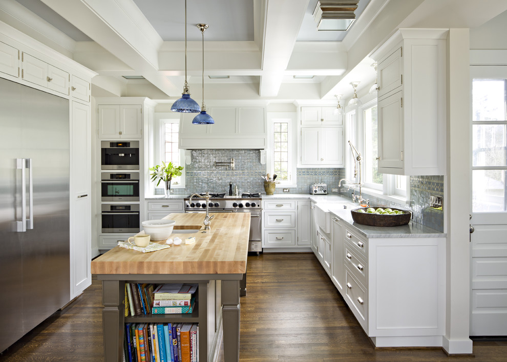 Butcher Block Island for Traditional Kitchen with Butcher Block