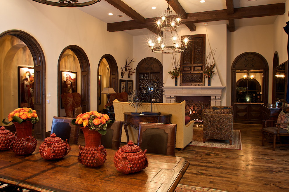 Canister Sets for Mediterranean Family Room with Wood Dining Table