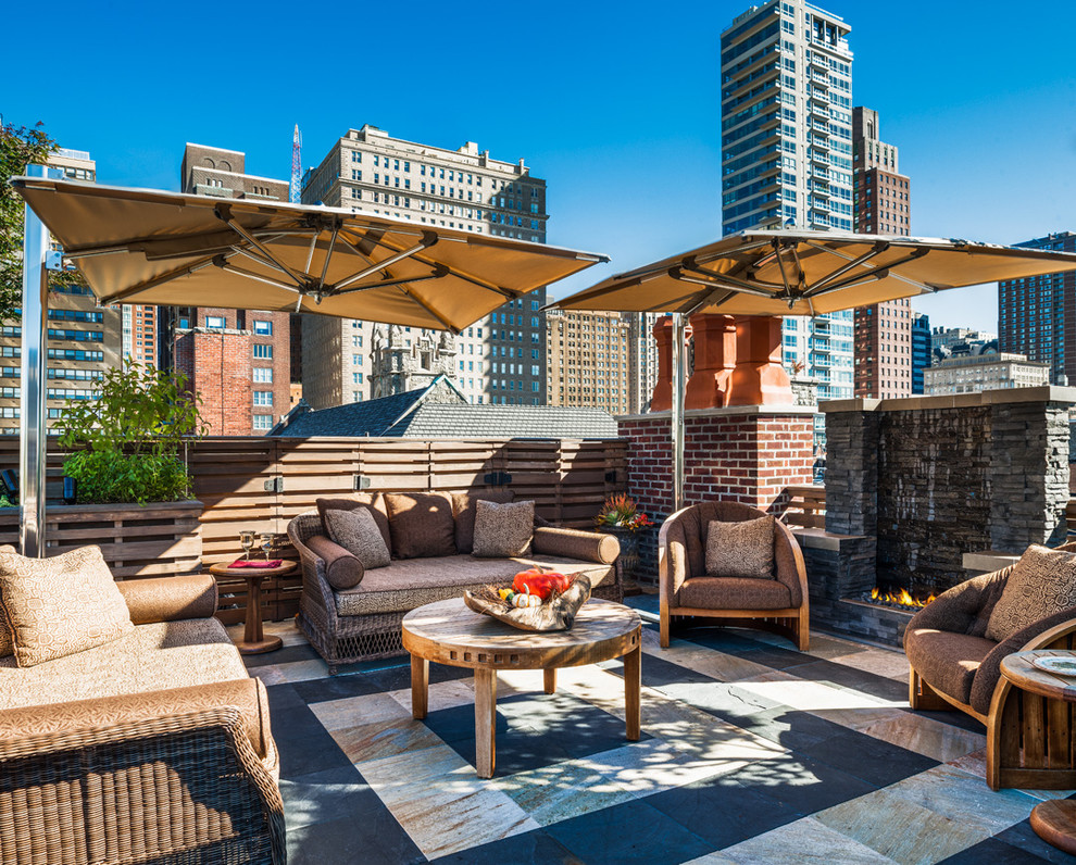 Cantilever Umbrella for Traditional Deck with Chimney Pipes