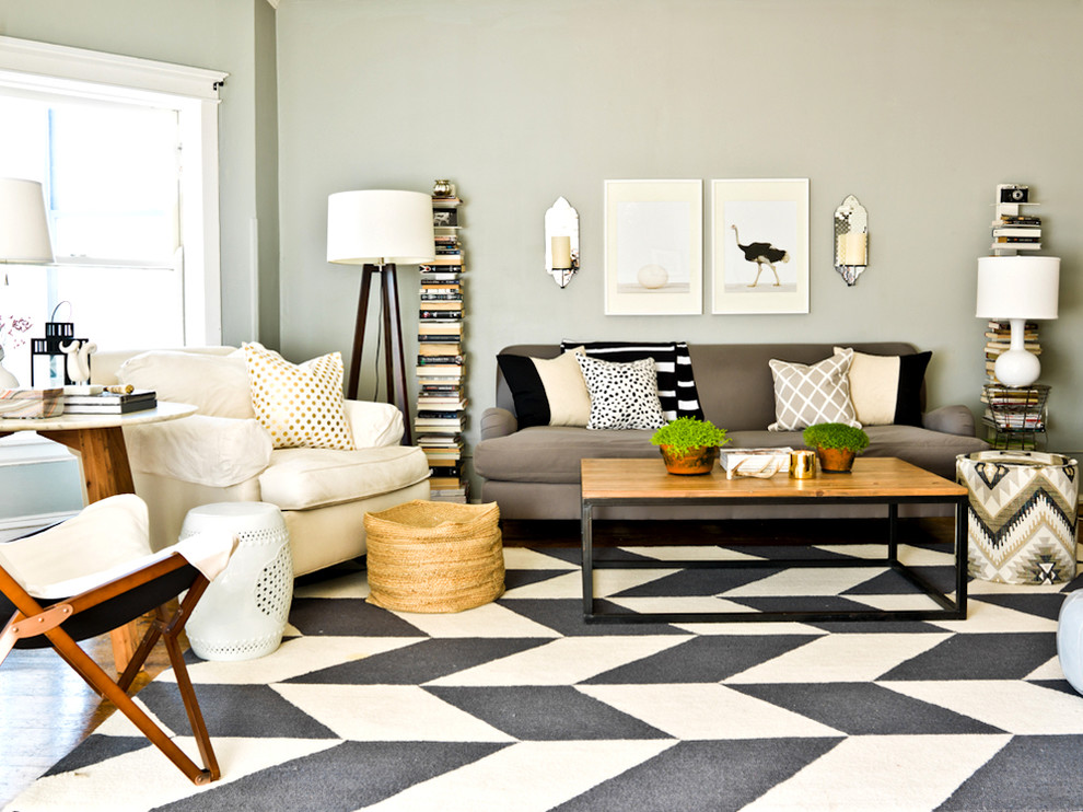 Chevron Rug for Contemporary Living Room with Black and White Rug