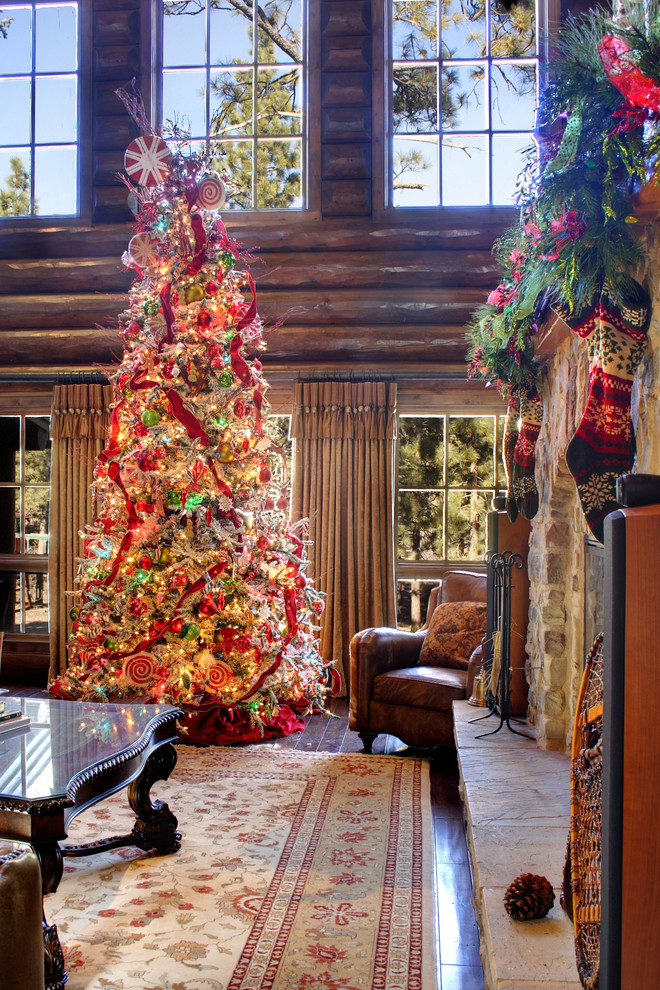 Christmas Tree Skirt for Rustic Family Room with Mountain Home