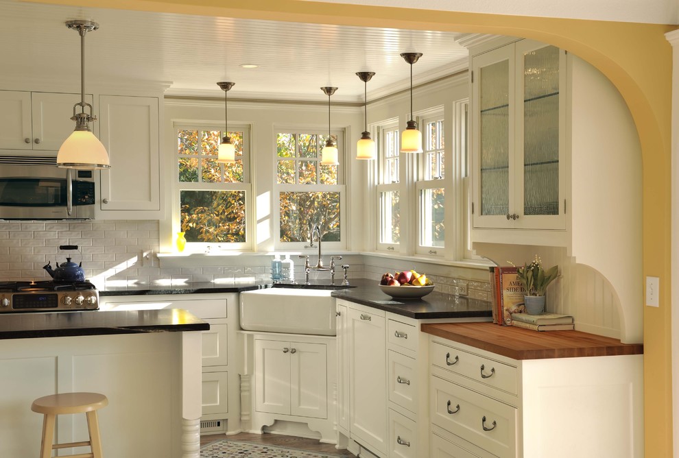Corner Curio Cabinet for Traditional Kitchen with Corner Sink