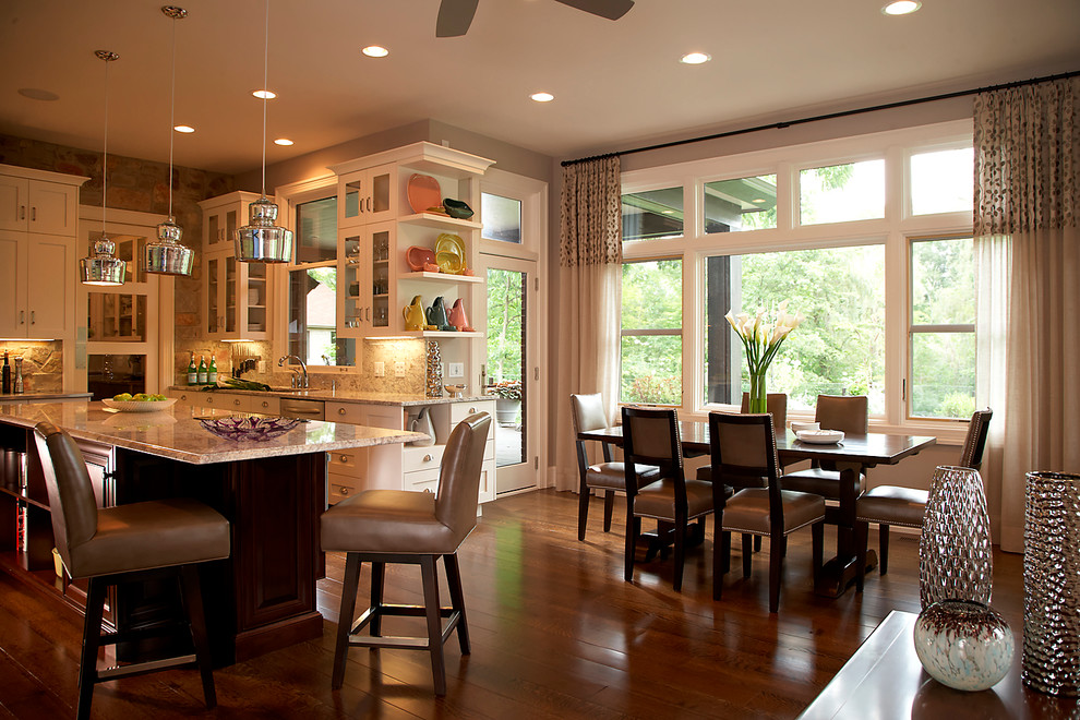Corner Curio Cabinet for Traditional Kitchen with Open Shelves