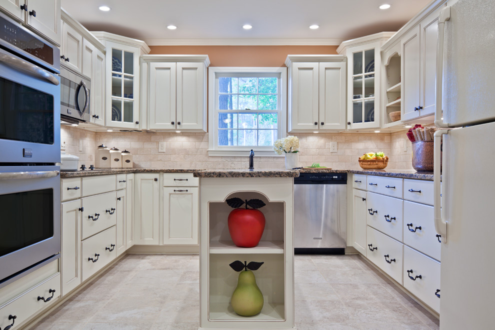 Corner Curio Cabinet for Traditional Kitchen with Stainless Steel Appliances