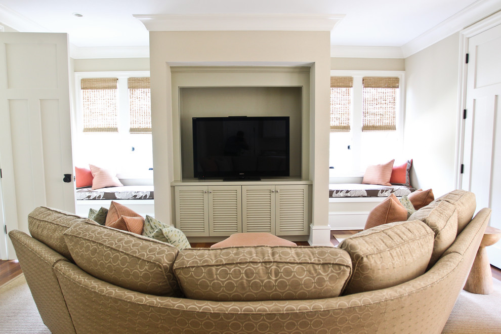 Curved Sectional Sofa for Beach Style Family Room with Tv Room
