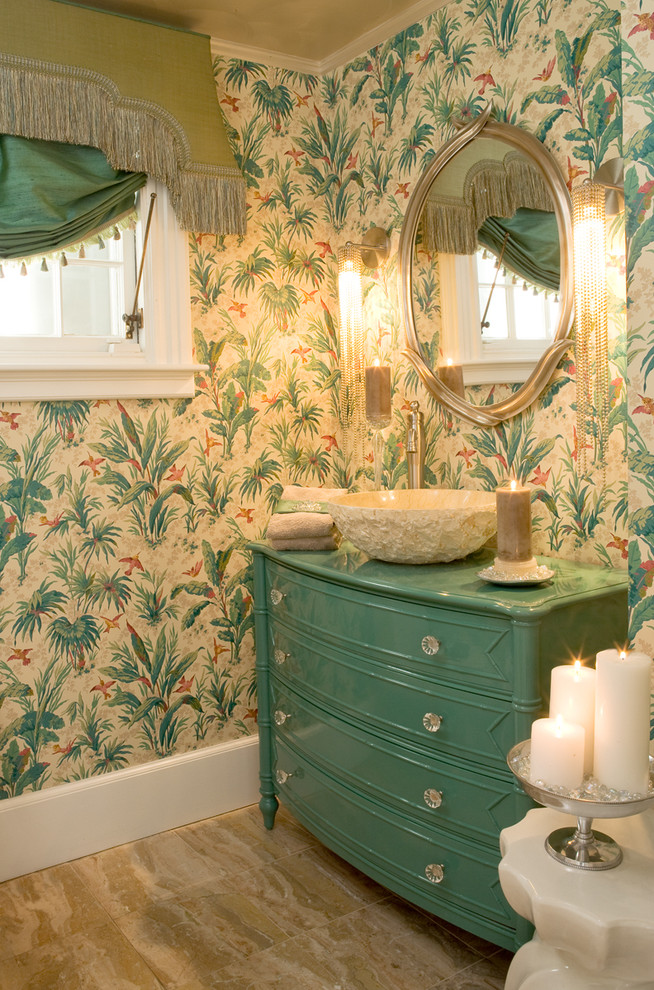 Cynthia Rowley Furniture for Tropical Bathroom with Window Treatment