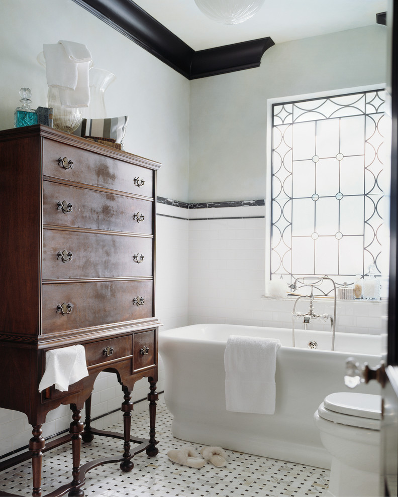 Cynthia Rowley Furniture for Victorian Bathroom with White Tile