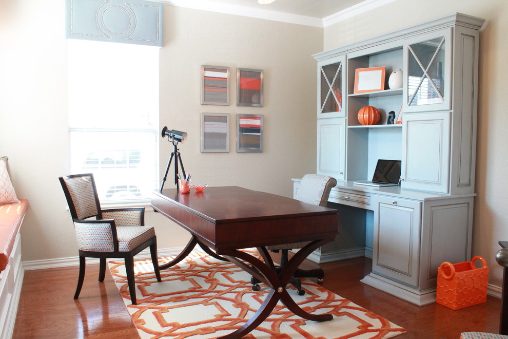 Desk with Hutch for Contemporary Home Office with Window Seat