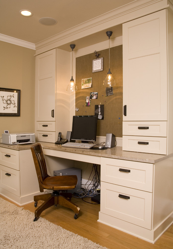 Desk with Hutch for Traditional Home Office with Wood Trim