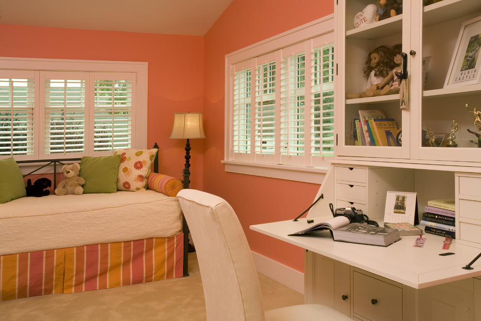 Desk with Hutch for Traditional Kids with Window Treatments