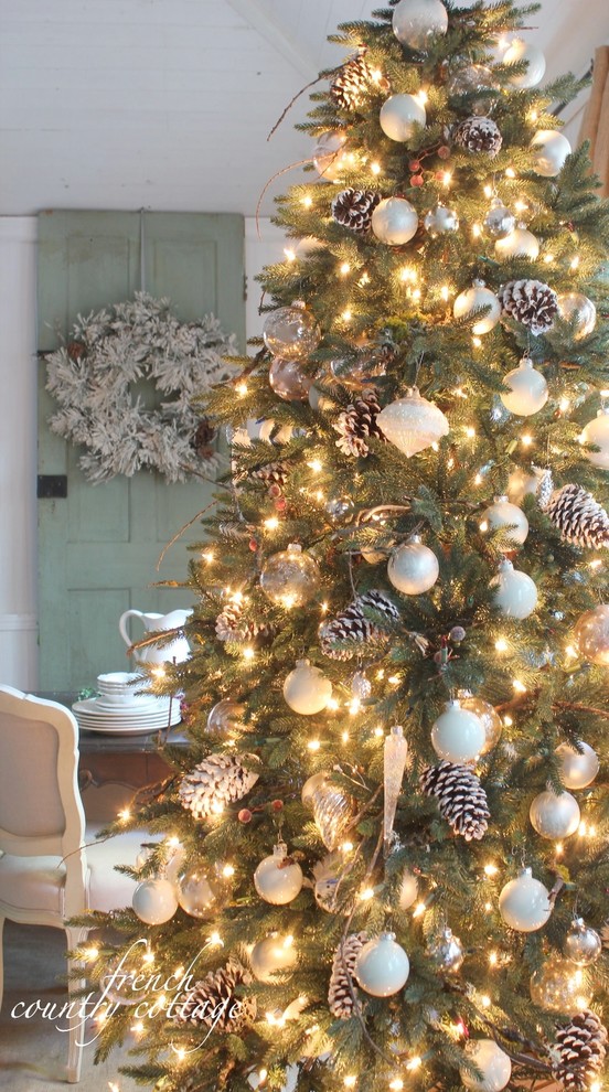 Flocked Christmas Tree for Rustic Spaces with Traditional Christmas Trees
