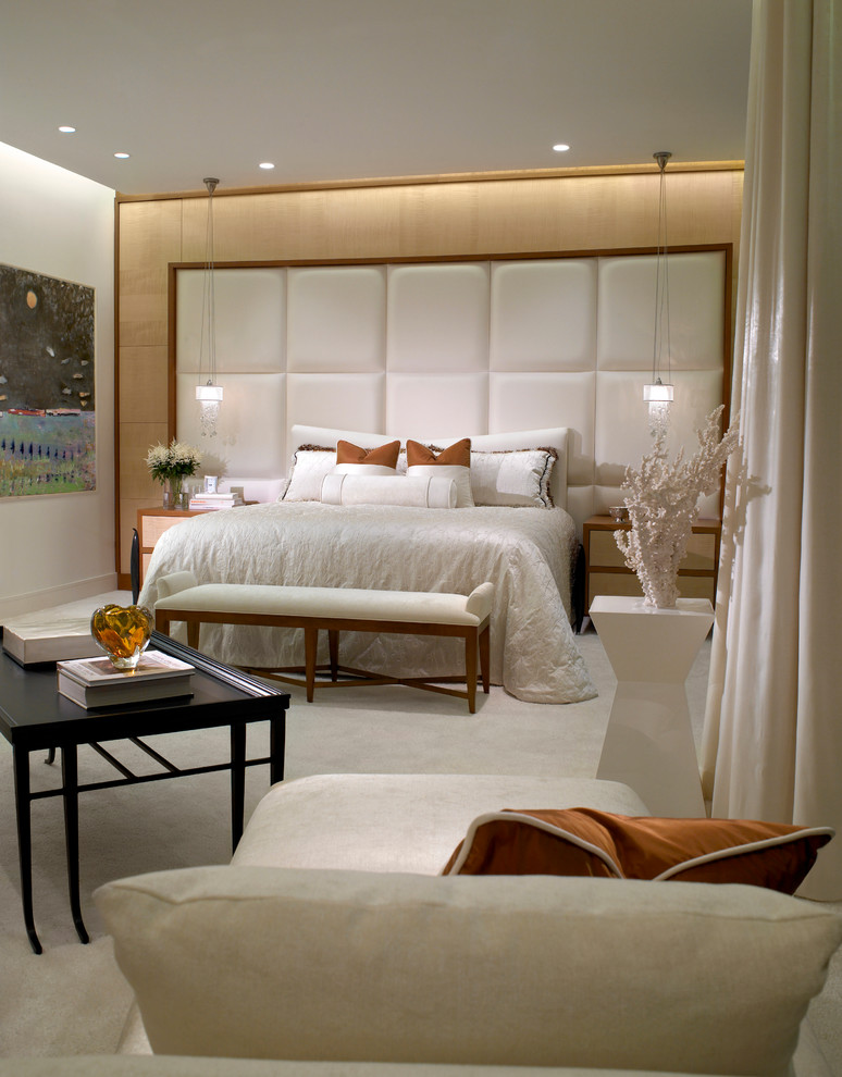 King Size Headboard for Contemporary Bedroom with Upholstered Bench