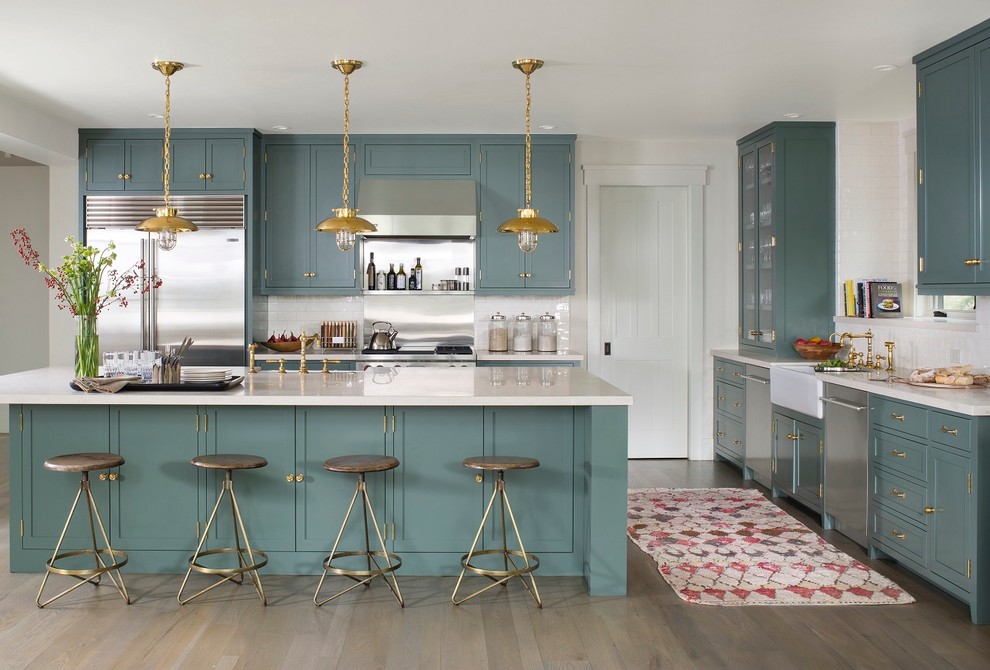 Kitchen Canisters for Transitional Kitchen with Blue Gray