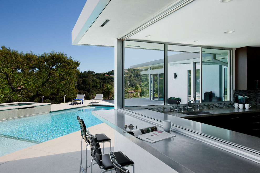 Outdoor Chaise Lounge for Contemporary Exterior with Stools