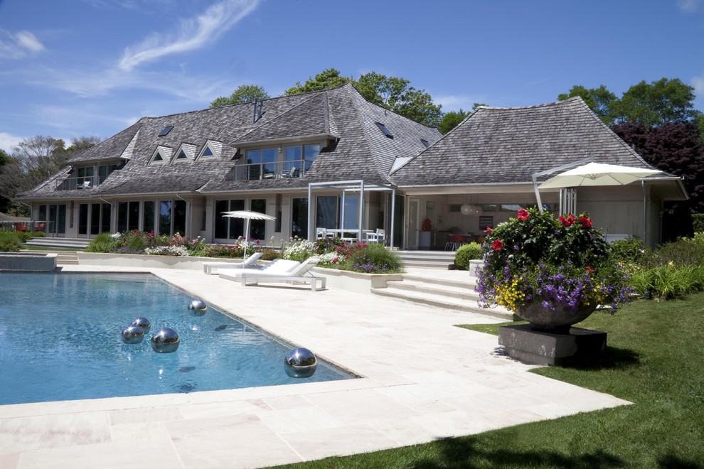 Pool Floats for Beach Style Exterior with Pergola