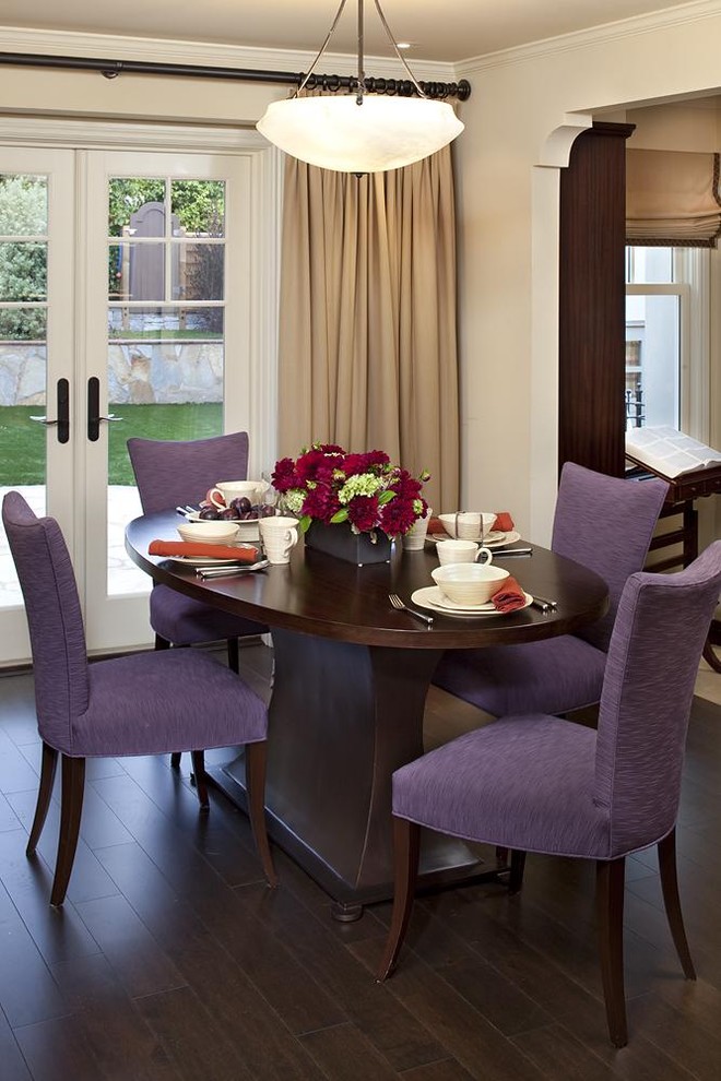 Purple Accent Chair for Traditional Dining Room with Hardwood Floors