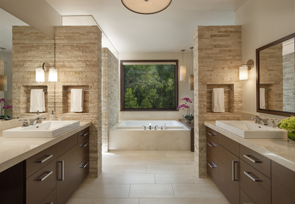 Ronbow for Contemporary Bathroom with Travertine Tile