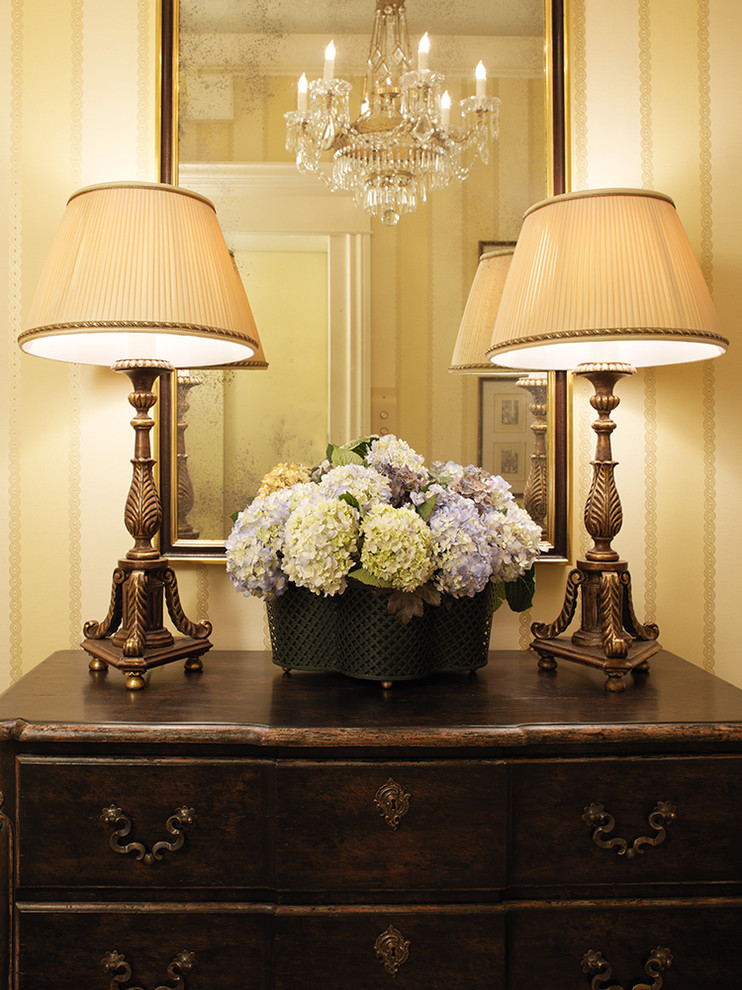 Silk Floral Arrangements for Traditional Entry with White Wood Trim