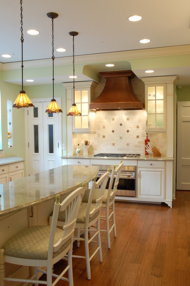 Tiffany Lamps for Traditional Kitchen with Breakfast Counter