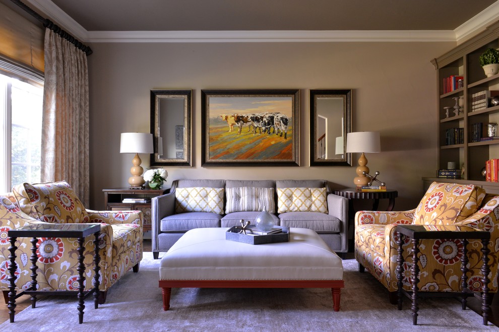 Tiffany Lamps for Transitional Living Room with Transitional Library