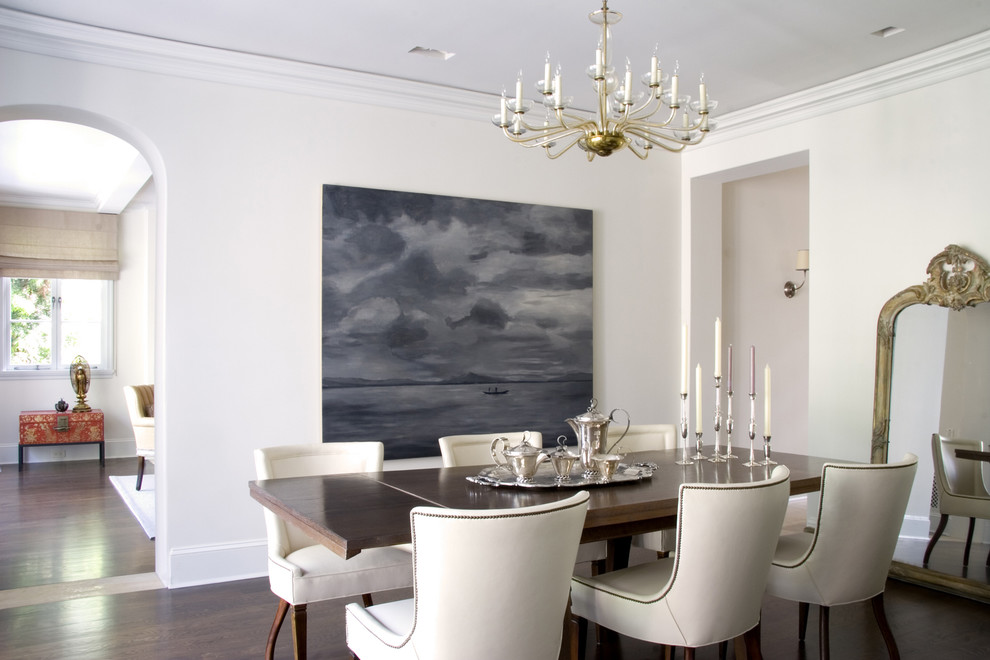 Upholstered Dining Chairs for Transitional Dining Room with Wood Trim