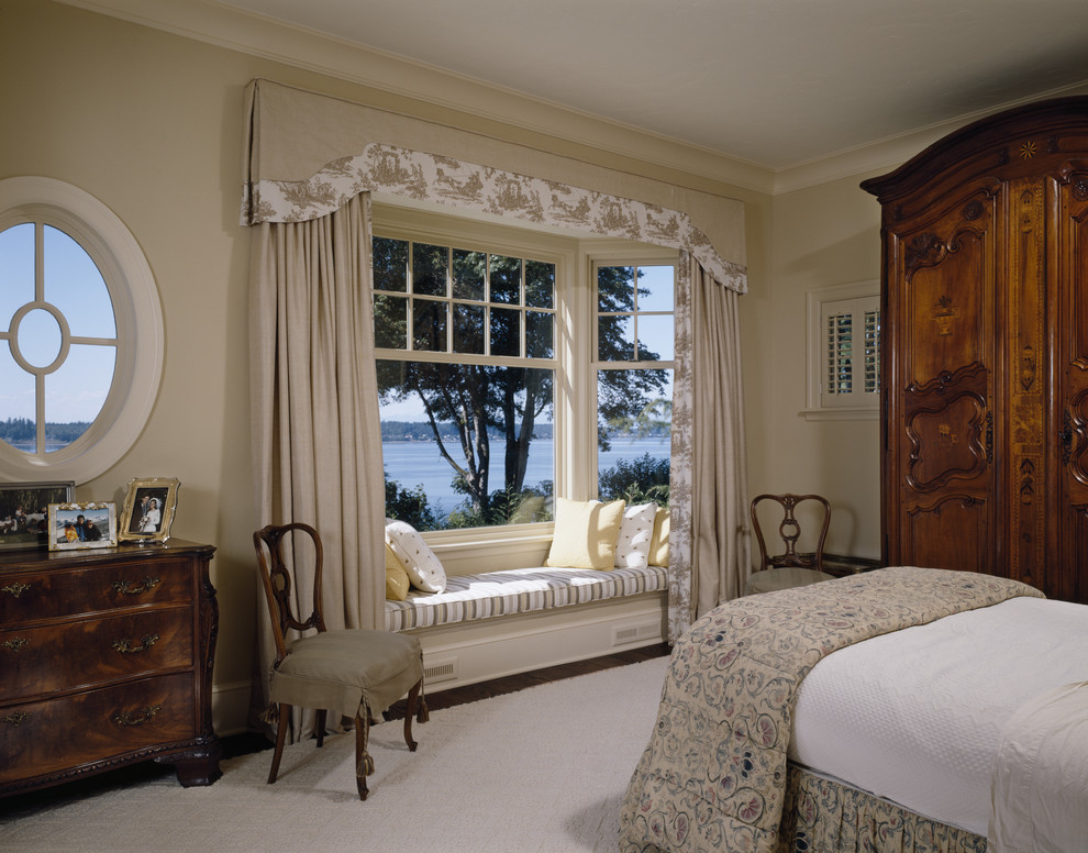 Window Valances for Traditional Bedroom with Slipcover