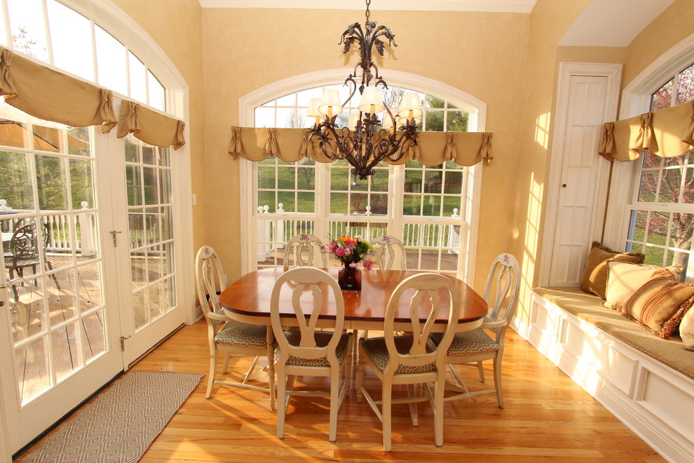 Window Valances for Traditional Dining Room with Wood Flooring