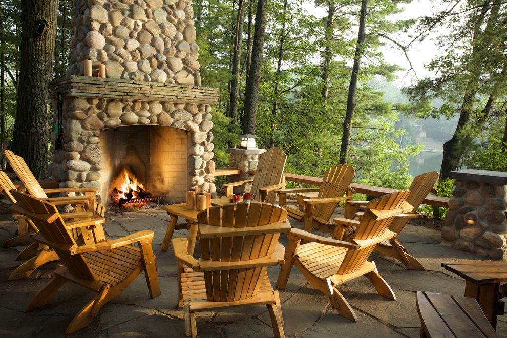 Adirondack Chairs for Rustic Patio with Patio Furniture