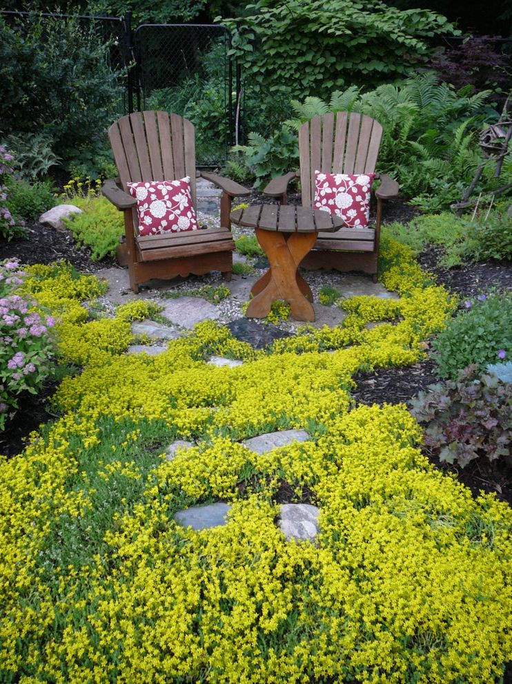 Adirondack Chairs for Traditional Landscape with Gardens