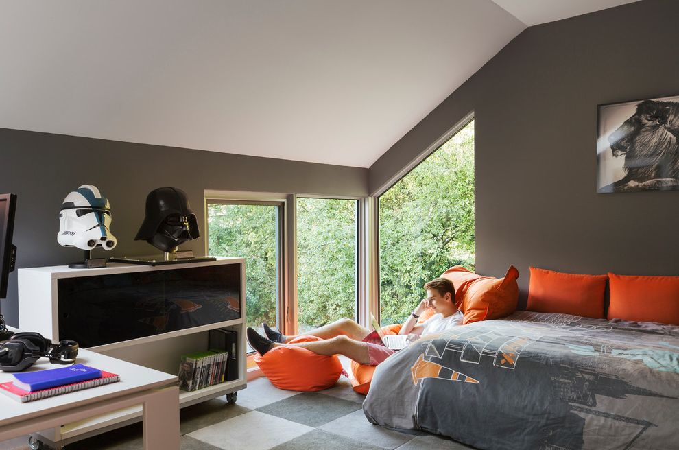 Bean Bag Chairs for Contemporary Kids with Orange Beanbag Chair