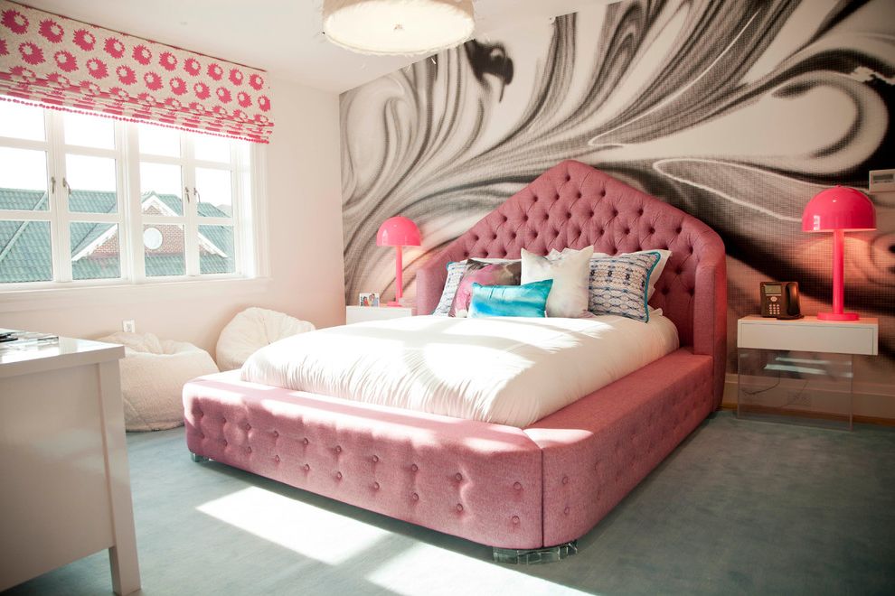 Bean Bag Chairs for Contemporary Kids with Upholstered Headboard