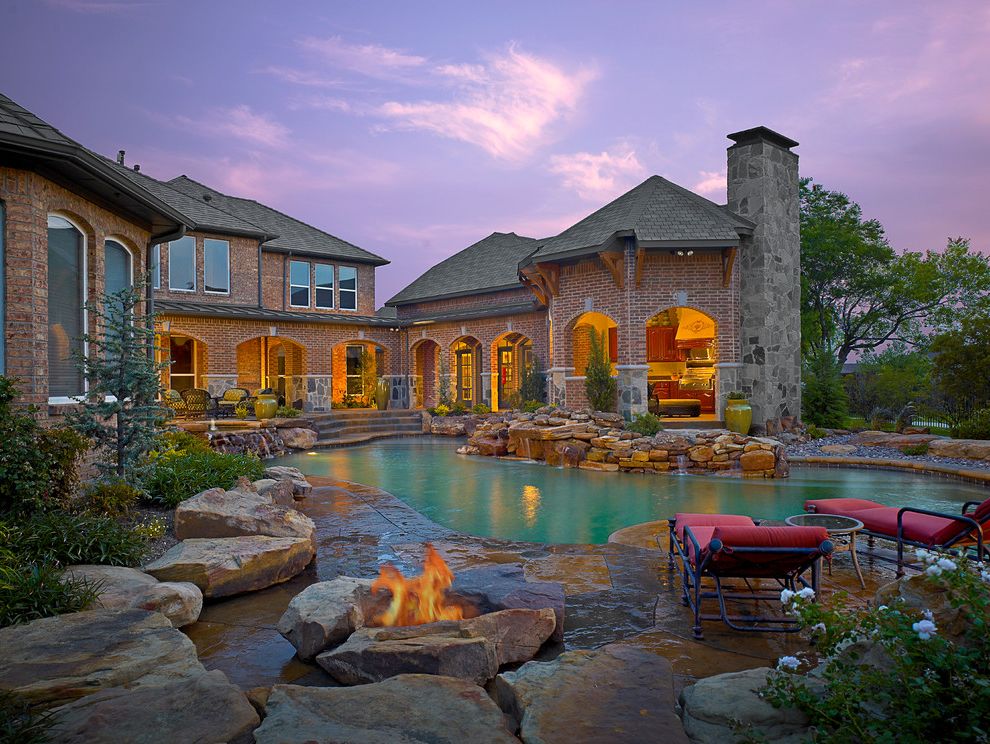 Bean Bag Chairs for Traditional Pool with Stone Pool Surround
