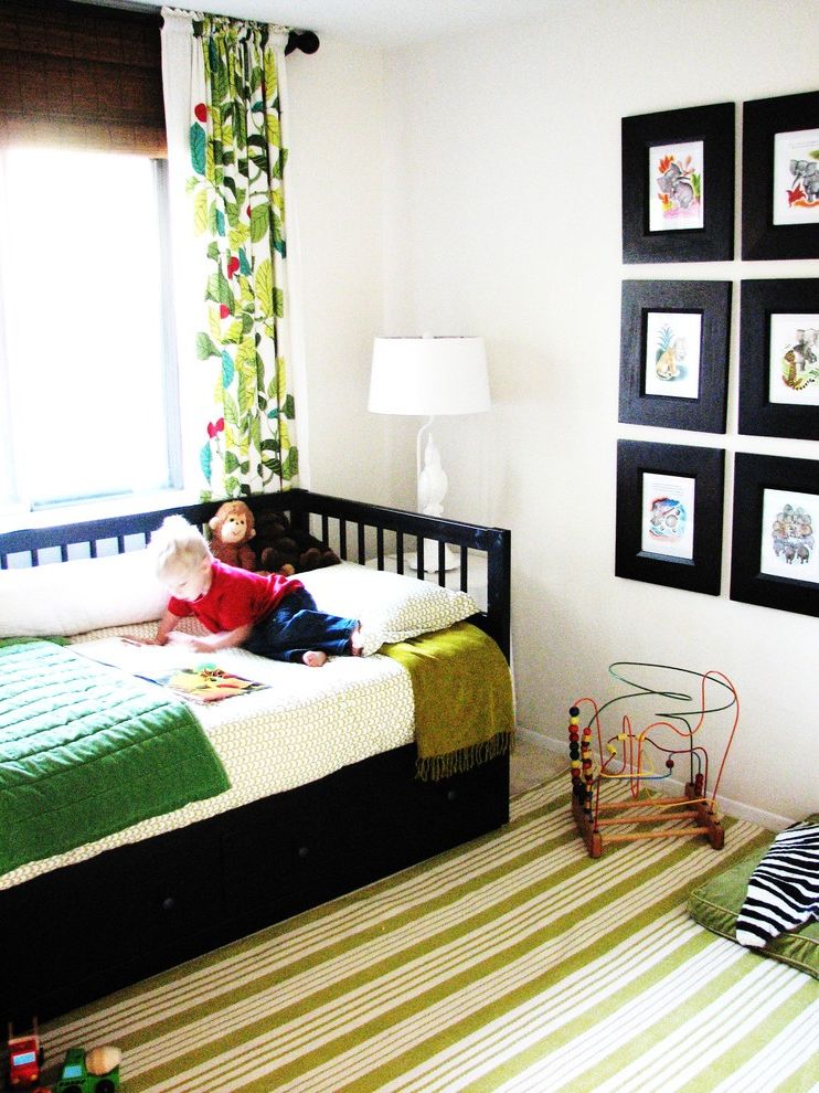Daybed with Trundle for Eclectic Kids with Gallery Wall