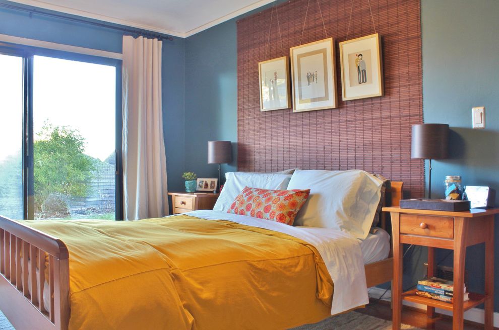 Futon Covers for Eclectic Bedroom with Blue Walls