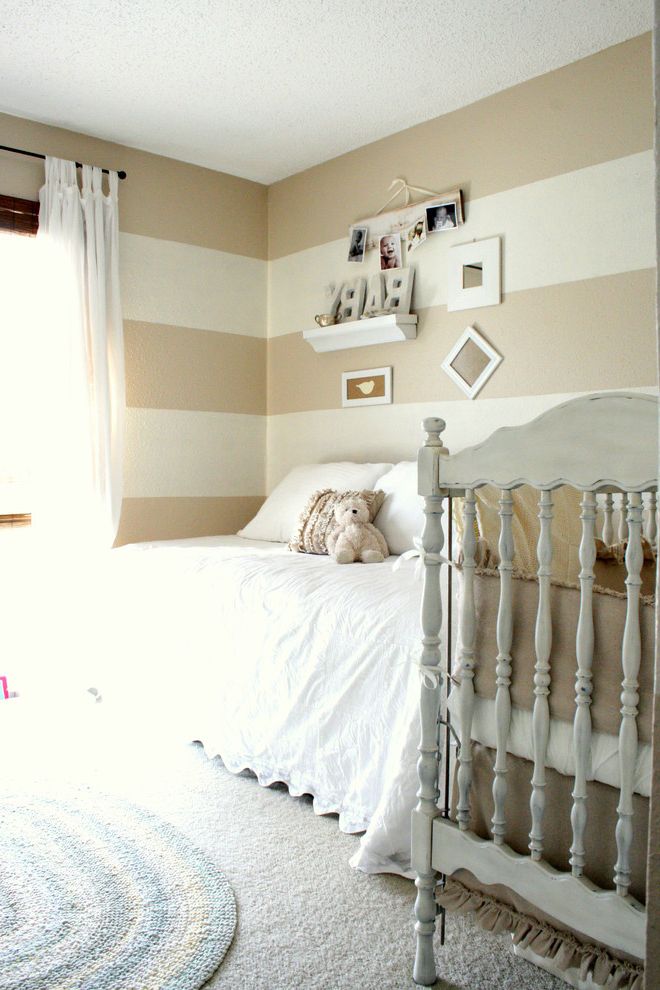 Futon Mattress for Traditional Nursery with Striped Walls