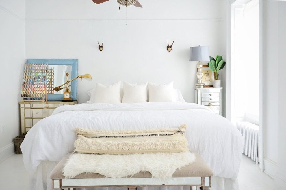 Jewelry Armoire for Eclectic Bedroom with Table Lamps
