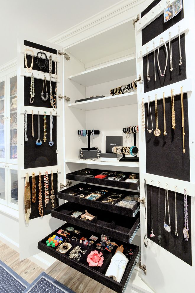 Jewelry Armoire for Traditional Closet with Trays
