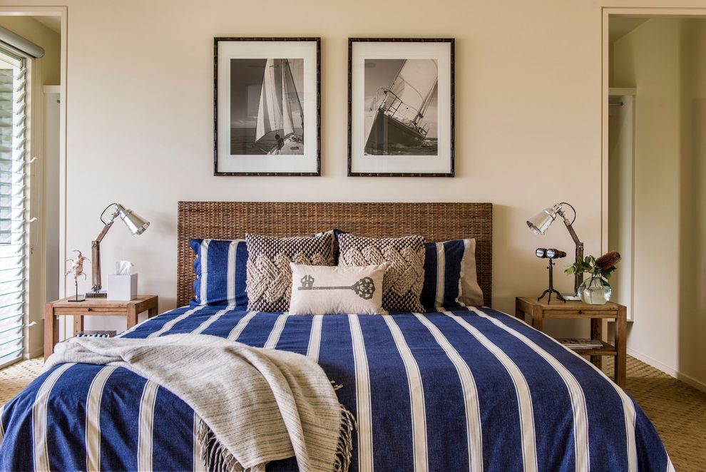 Nautical Bedding for Beach Style Bedroom with Coastal Style