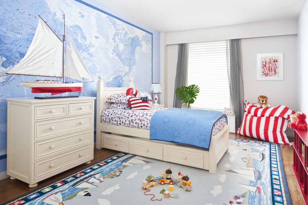 Nautical Bedding for Contemporary Kids with Drapes