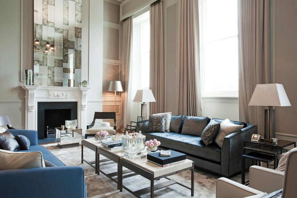 Nesting Tables for Traditional Living Room with Blue Sofa