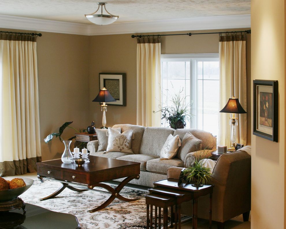 Nesting Tables for Traditional Living Room with Custom Drapes