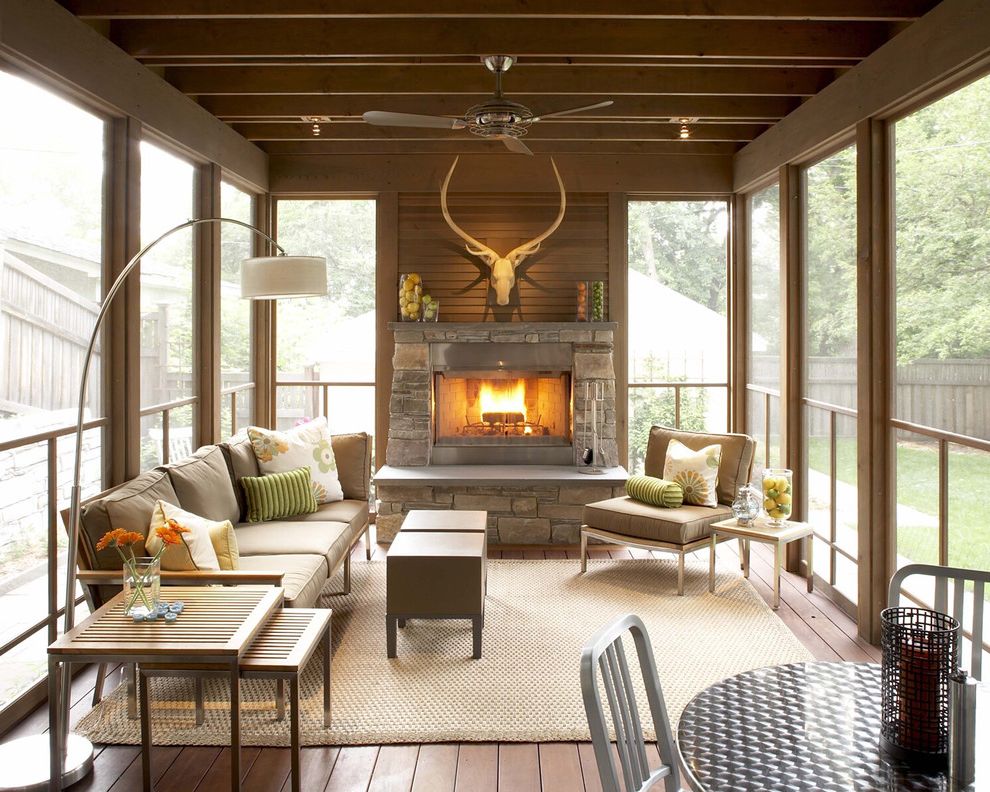 Nesting Tables for Traditional Porch with Outdoor Cushions