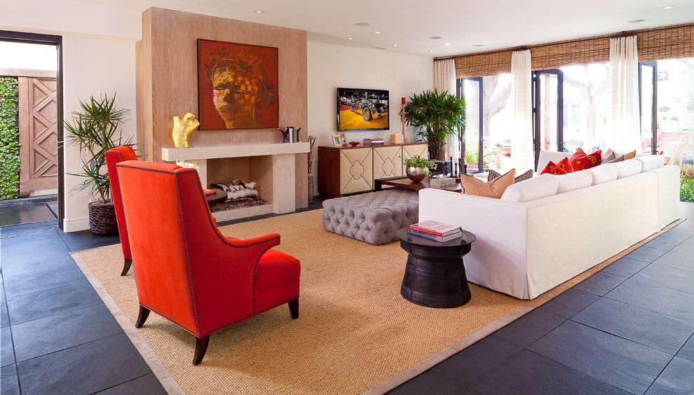 Ottoman Coffee Table for Eclectic Living Room with Artwork
